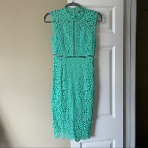 Bardot mint green lace sheath cocktail dress size 0 XS sleeveless wedding guest